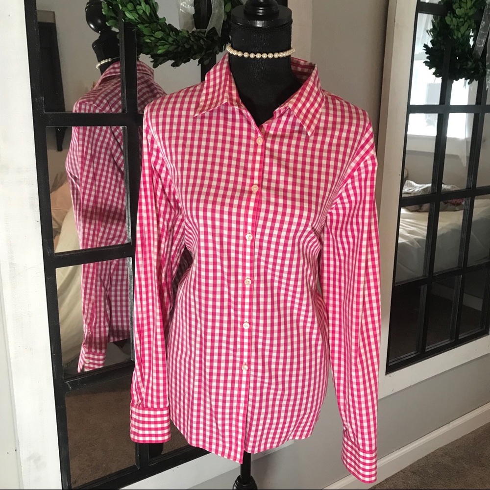 Lands end gingham button down